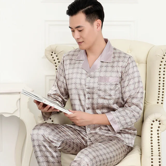 Mens Designer Pajamas for Men Nightwear Long Sleeve Sleep Tops Trousers Thin Ice Silk Pajamas Men Sleepwear Set Pijama Set 051