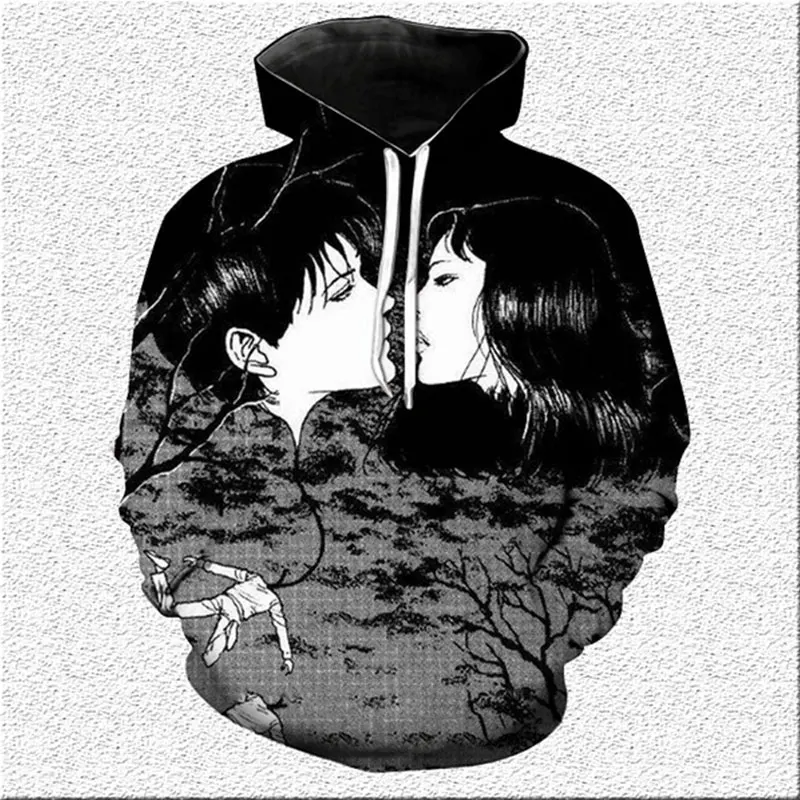 

2019 New Arrival Horror Manga Uzumaki Junji Ito 3D Print Jacket Skull Rick and Morty Hoody for Couples