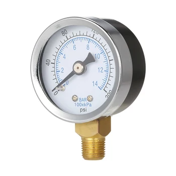 

0-200psi 0-14bar Mini Pressure Gauge Dial Air Compressor Meter Hydraulics Pressure Tester Double Scale Measurer Side Mount