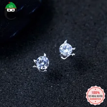 ElfoPlataSi стерлингового серебра 925 пробы милые ослепительный Кот Кристалл CZ серьги гвоздики для женщин бижутерия из натурального серебра Bijoux XY929