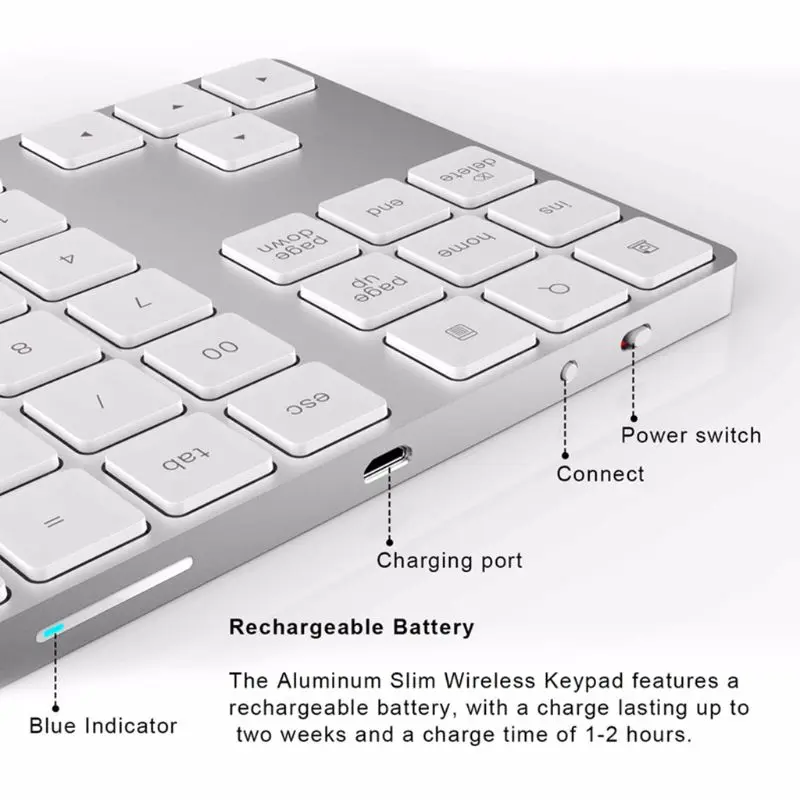 Черный и серебристый опционально 34 клавиши мини Numpad Беспроводная Bluetooth цифровая клавиатура для Apple ПК клавиатура Numpads клавиатуры