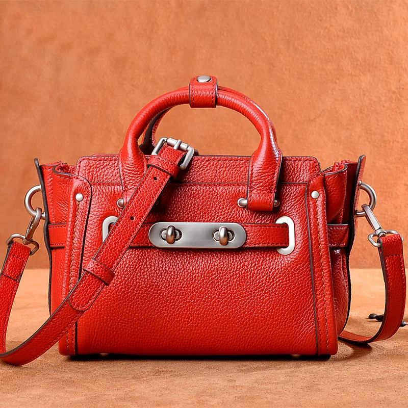 

Genuine Leather Small Bag Woman 2019 Head Layer Cowhide Messenger Single Shoulder Handbag Wing Package New Design korean Style