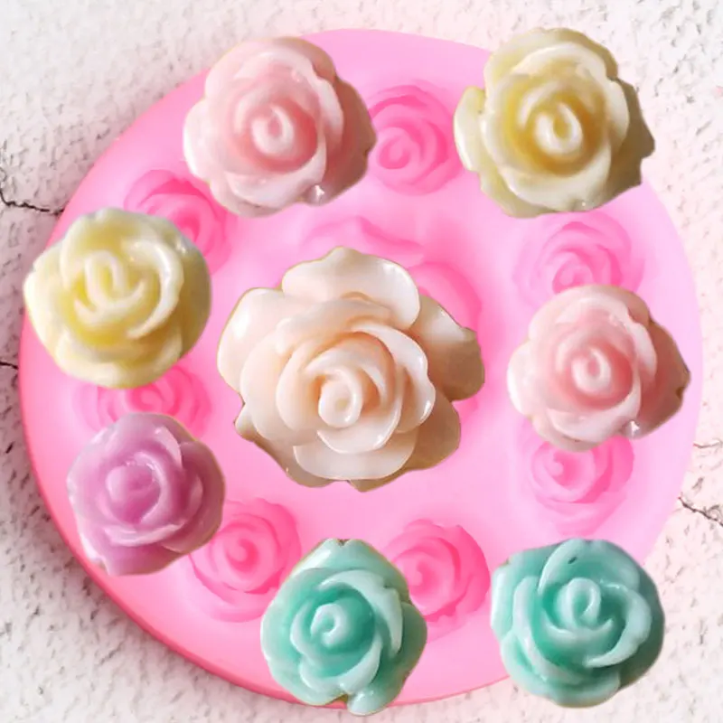 Rose Flower Silicone Molds DIY Wedding Cupcake Topper Fondant Cake Decorating Tools Candy Ploymer Clay Chocolate Gumpaste Moulds