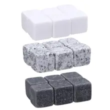 6pcs Reusable Whisky Stones Ice Cubes Set Wine Cooling Cube Chilling Rock Party Wedding Wine Cooler Kitchen Bar Barware