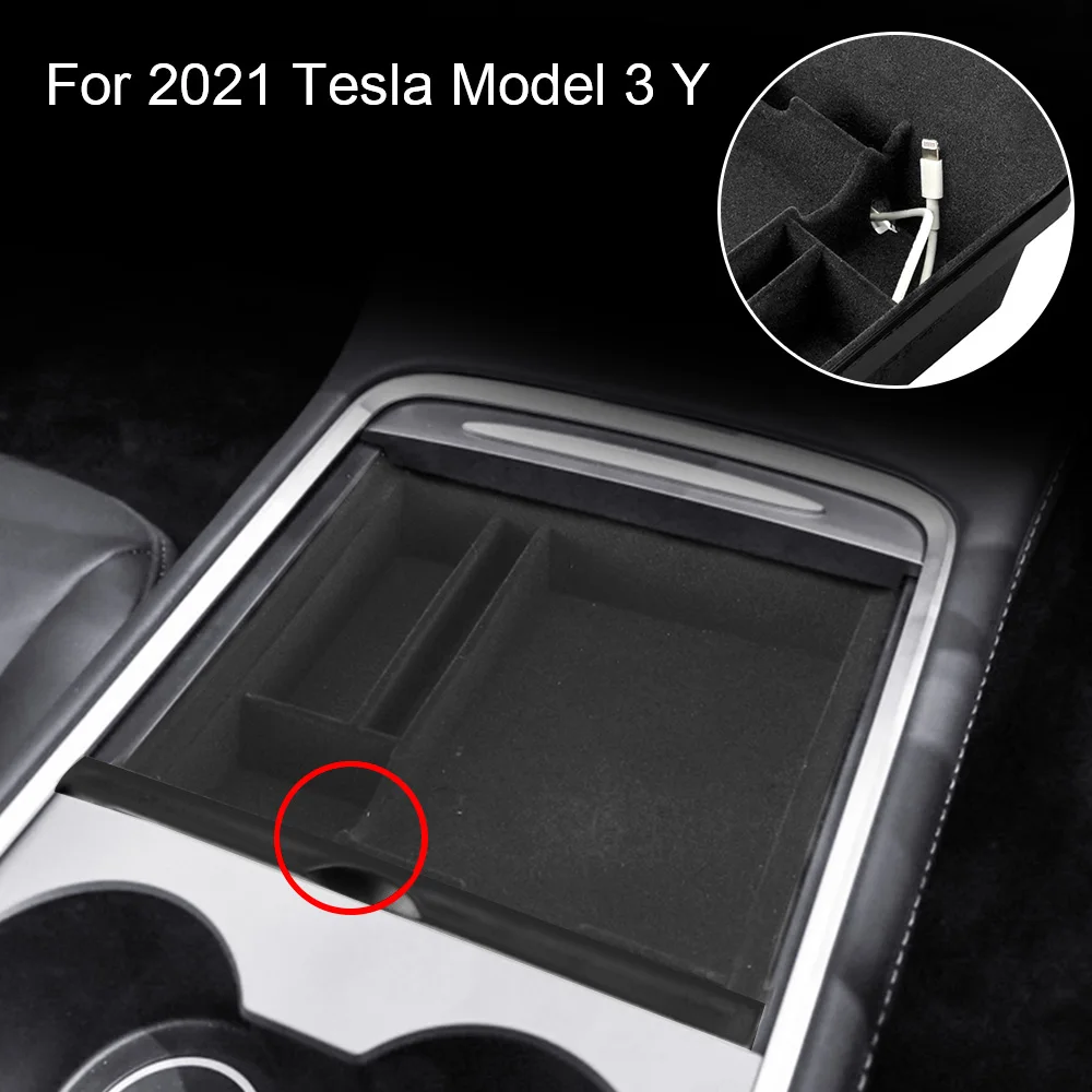Аксессуары флок для консоли контейнер-органайзер Tesla Model 3 модель Y | Автомобили и