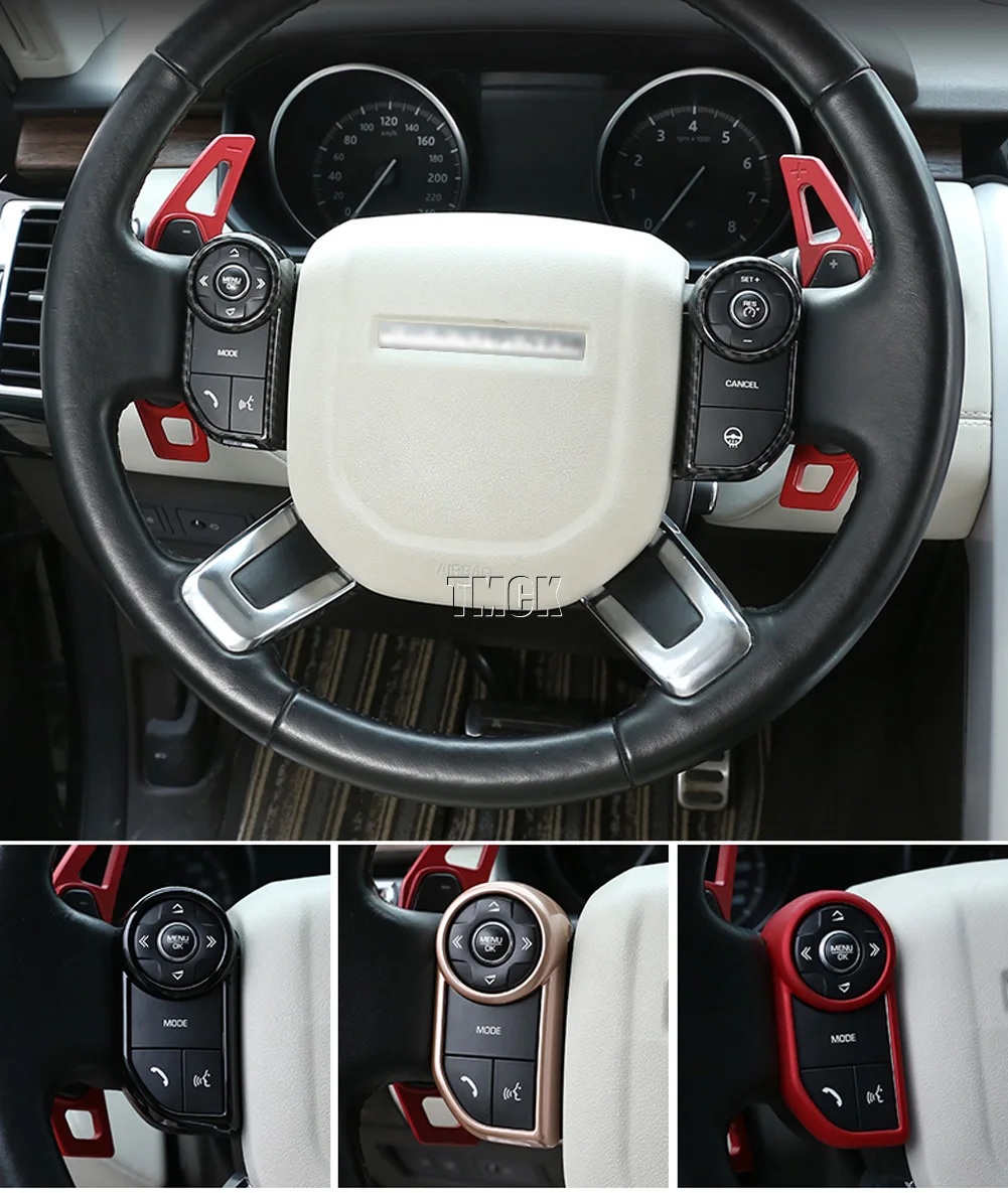 moldura para land rover range velar evoque sport vogue discovery capa do botão do volante do carro esportivo
