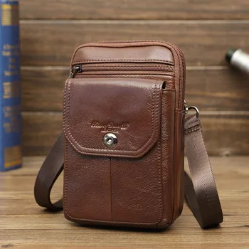 

Men's Leather Mini Bag 7-Inch Running Bag Shoulder Bag Shoulder Bag Leather Mobile Phone Running Bag Wear Leather Belt