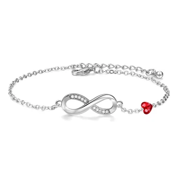 

New Simple Trendy Crystals from Swarovski-Elements Bracelet Silver Color Endless Love-infinity Chain Link Adjustable for Women
