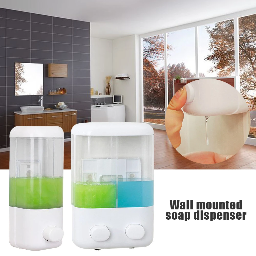 

Soap Dispenser Wall Mounted Shampoo Bottles Double Head Detergent Shower Gel Dispensers 1000ml Plastic Home Hotel Bathroom Acces