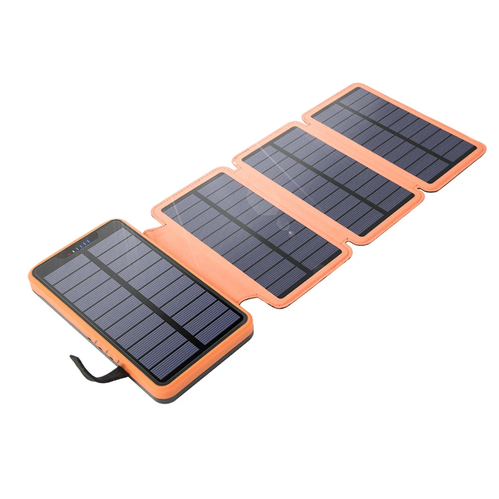 Внешний аккумулятор 10000mAh 20000mAh 4 панели солнечных батарей Банк питания быстрая зарядка для iPhone 11 Pro Xiaomi водонепроницаемый повербанк с фонариком