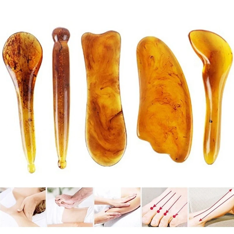 Hot Sale Resin Beeswax Stone Gua Sha Massage Tool SPA Acupuncture Scraping Body Foot Pink Face Neck Massager Beauty Guasha Board