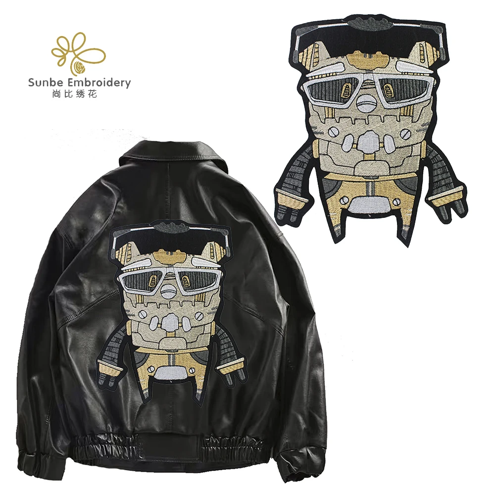 Embroidery Robot Patches Iron on for Clothes Heat Transfer Stickers Jacket Back Badges | Дом и сад