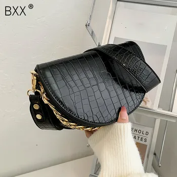 

[BXX] Simple Crocodile Pattern PU Leather Crossbody Bags For Women 2020 Branded Shoulder Handbags Ladies Trend Travel Bag HP122