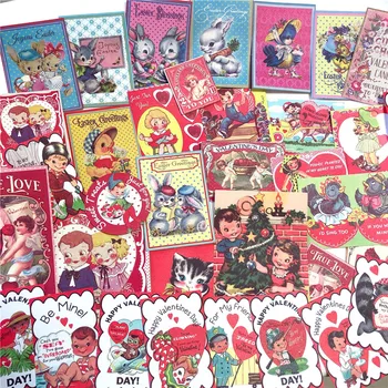 

40pcs/set Retro Children's Stickers Valentine's Day Christmas Easter Stickers DIY Decoration Planner Scrapbook Stickers
