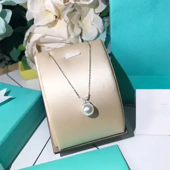 

TSHOU338 Female Flower Pearl Necklace Fashion wedding Pendant Necklace Big 925 Sterling Silver Necklaces