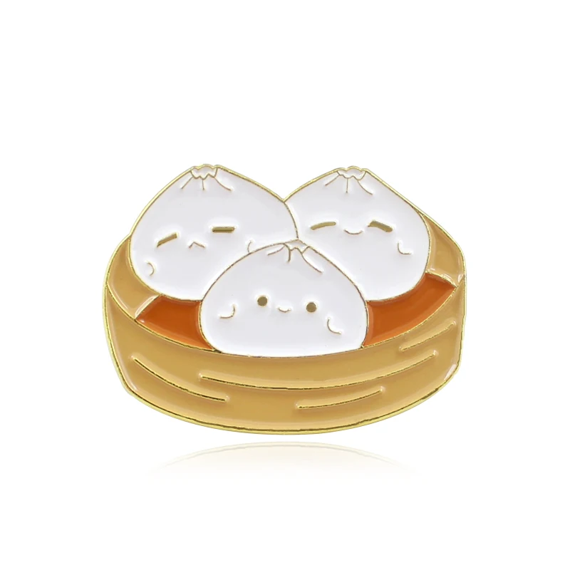 Style 2 GDHY мультяшная Паровая булочка Baozi лапша брошь, эмалированный штифт китайская еда Броши джинсовая рубашка Воротник значок булавки на лацканы ювелирные изделия подарок - Окраска металла: Style 2