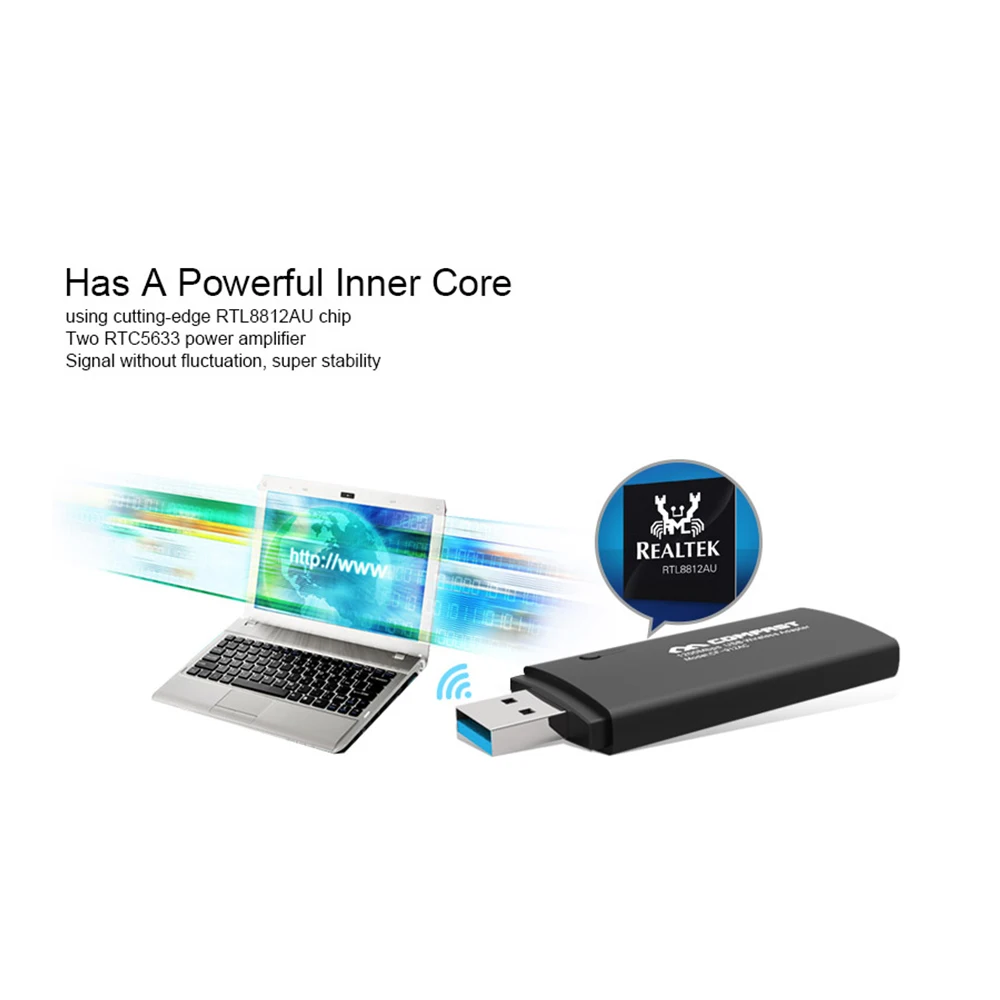COMFAST 912AC 1200 м AC Двухдиапазонная беспроводная сетевая карта USB адаптер WiFi маршрутизатор переменного тока для рабочего стола