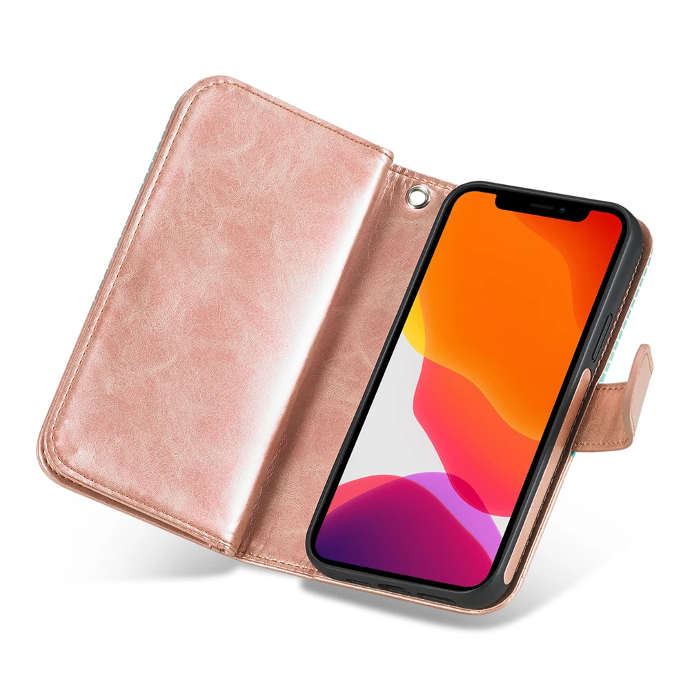 Роскошный кожаный чехол бумажник с магнитом в полоску для iPhone 11 12 Pro 5S 6s 6 7 8 Plus X Xr XS