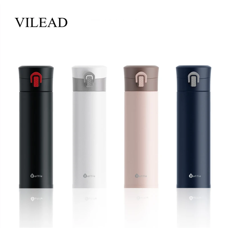VILEAD 340 мл отскок крышка термос с крышкой-чашкой 304 свет из нержавеющей стали Роскошный Открытый бутылки воды портативный спортивный Чашки Простой