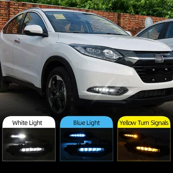 

CSCSNL 2Pcs DRL For Honda HRV HR-V 2015 2016 2017 2018 12V LED Car Daytime Running Light fog lamp with dynamic turn signal style
