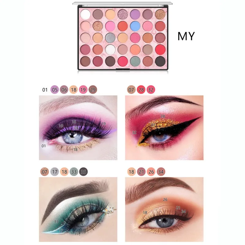 MY Блеск хайлайтер Shimmer Make up Тени для век Pallete 35 цветов матовые тени для век power Palette новейшая - Цвет: MY