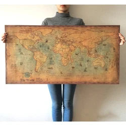 Affiche de Journal Vintage carte du monde, Retro, carte du Globe, personnalisée, Atlas, décoration pour bureau et école, 71x36cm 
