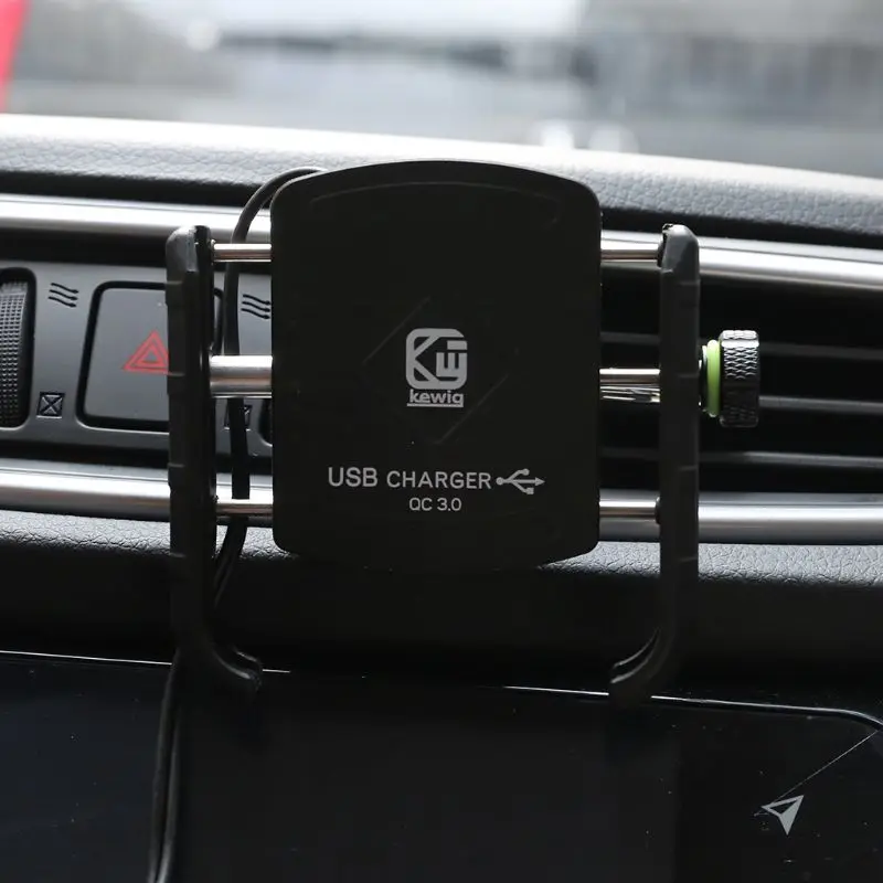 12V 24V 360 градусов автомобильное крепление, устанавливаемое на вентиляционное отверстие в салоне автомобиля держатель для мобильного телефона держатель Благодаря зарядному устройству QC 3,0 USB Зарядное устройство 95AF
