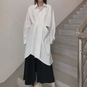 

Z-ZOUX Women Blouse Long Sleeve Women Shirt Long Simple White Blouse Irregular Ladies Tops Loose Leisure Casual Tops Black 2019