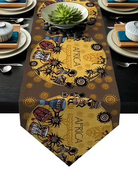 

Banner African Retro Style Disc Record Table Runner Table Flag Home Party Decorative Tablecloth Table Runners