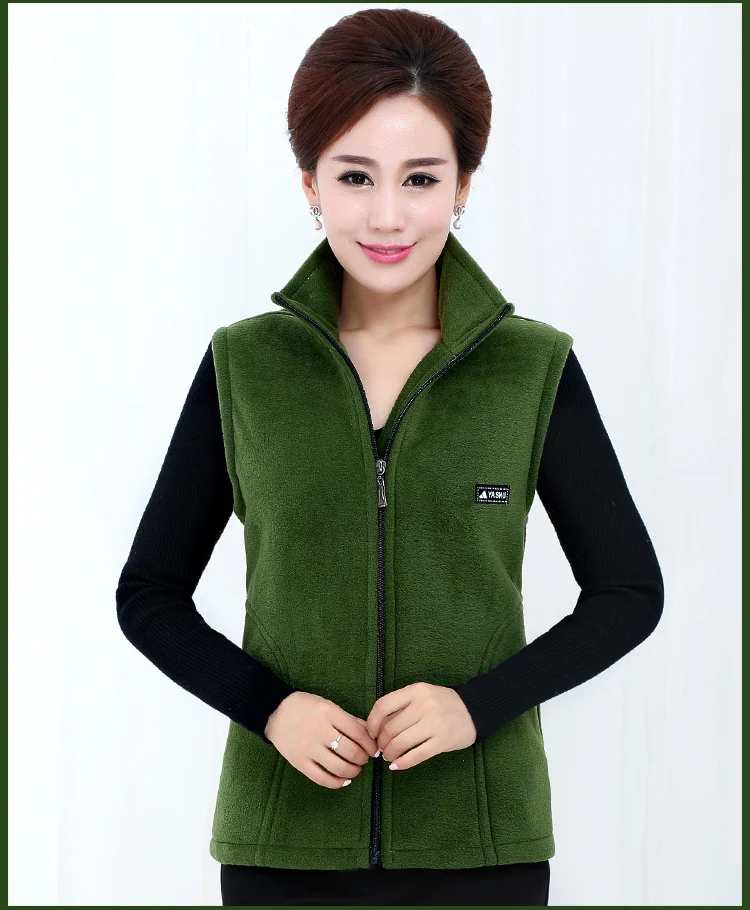 Plus Size Middle-aged Mother Stand Collar Vest Jacket Short Polar Fleece Sleeveless Outwear Warm Female Casual Waistcoat Tops north face parka