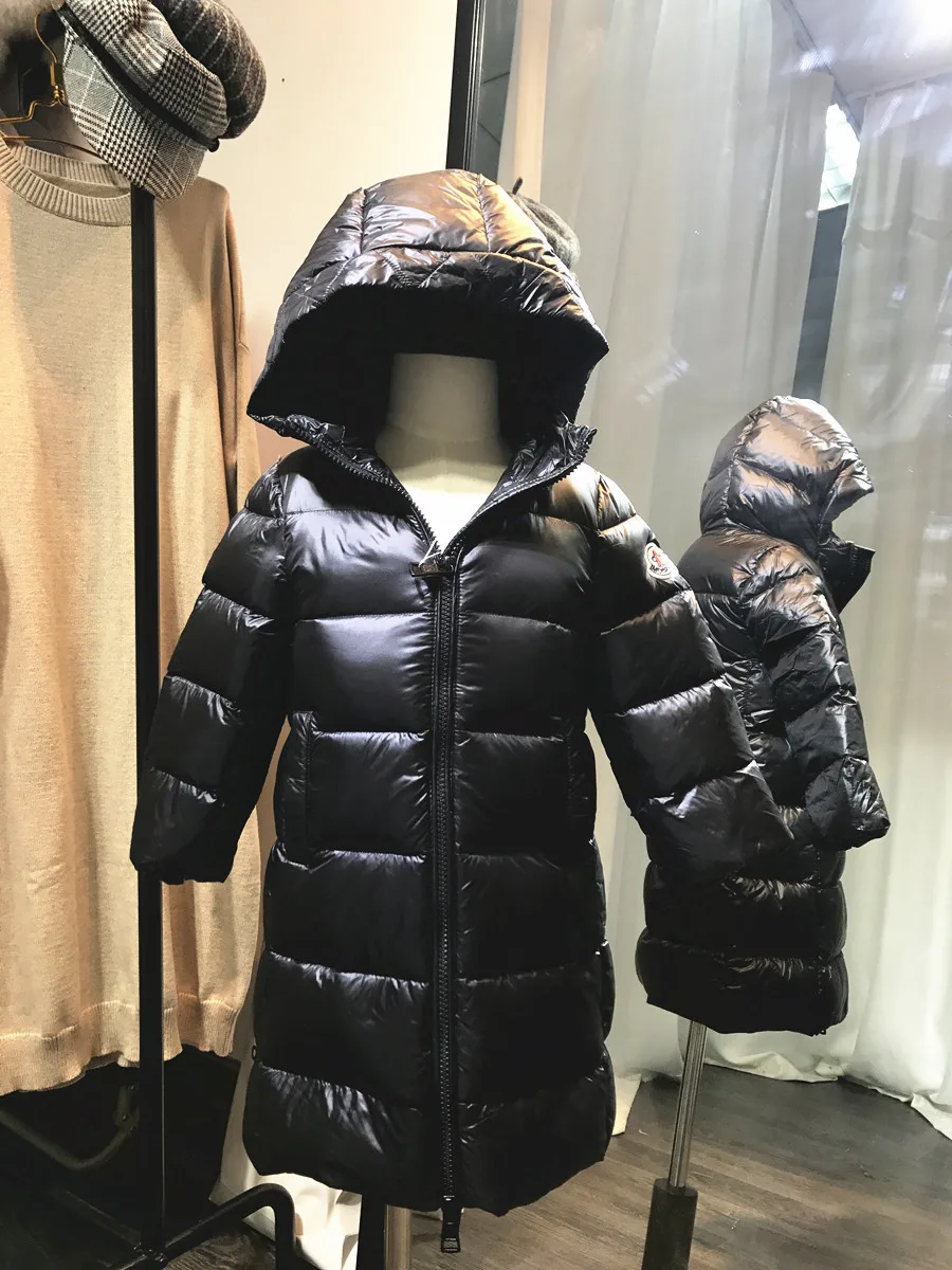 Теплые зимние пуховые куртки для мальчиков и девочек, размер-30 градусов зимнее пальто для мальчиков детская утепленная длинная Водонепроницаемая парка с капюшоном 100-160