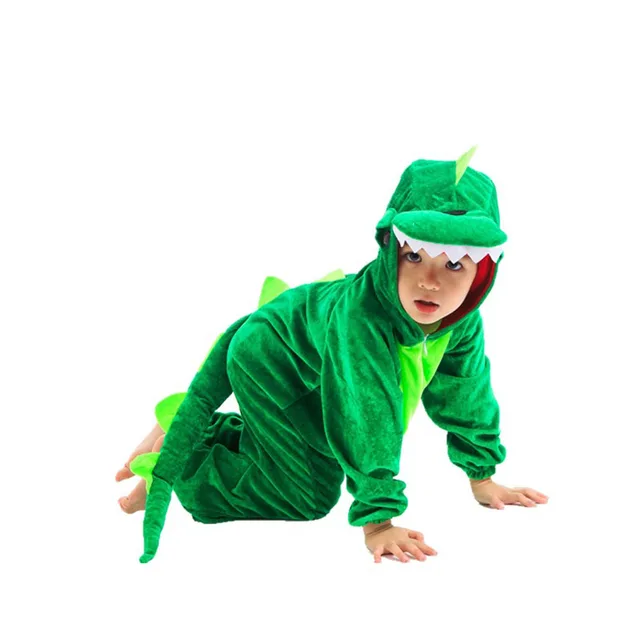 Kigurumis Animals Kids Anime Cosplay Costume Funny Suit School Party Student Play Games Onesies Performance Dinosaur Tiger Fancy green dinosaur