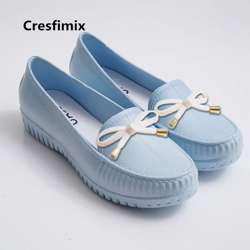 

Cresfimix women fashion high quality jelly platform slip on shoes ladies casual comfortable waterproof shoes blue loafers a5537