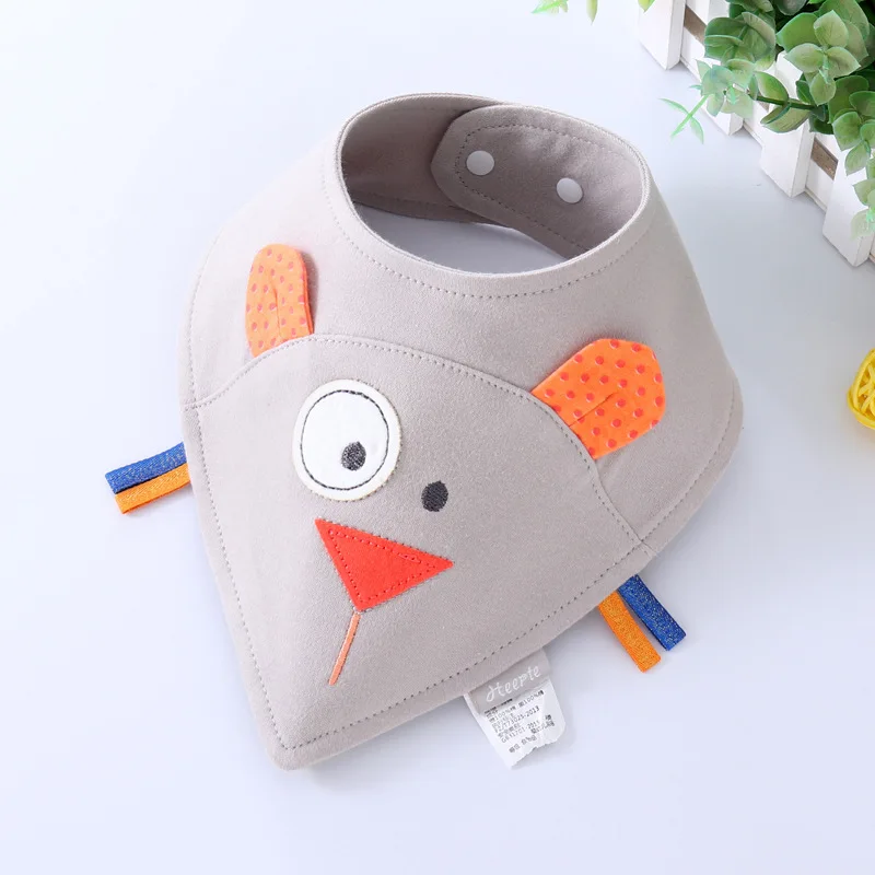 New Baby Bib 3D Cartoon Cute Drooling Saliva Towel Cotton Double-layer Snap Triangle Scarf Baby Burp Cloths Kids Stuff (7)