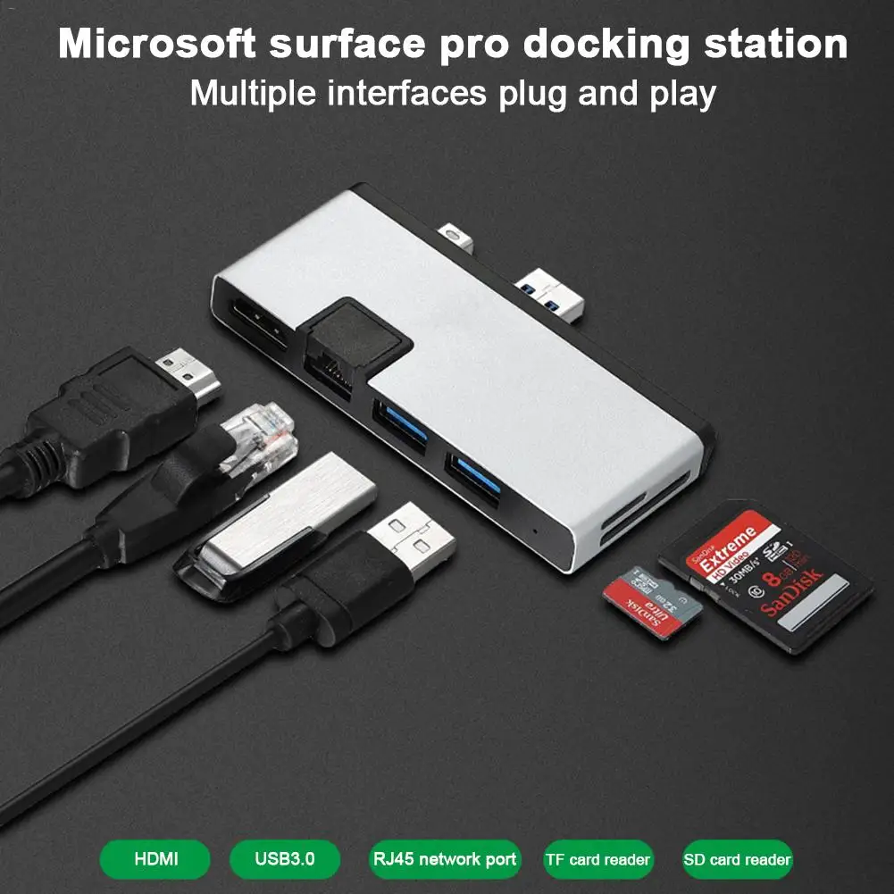 USB 3,0 концентратор адаптер расширение док-станция сплиттер с 2 USB вилки/сетевой интерфейс/HDMI/SD Micro TF карт ридер порты для ПК ноутбук ТВ