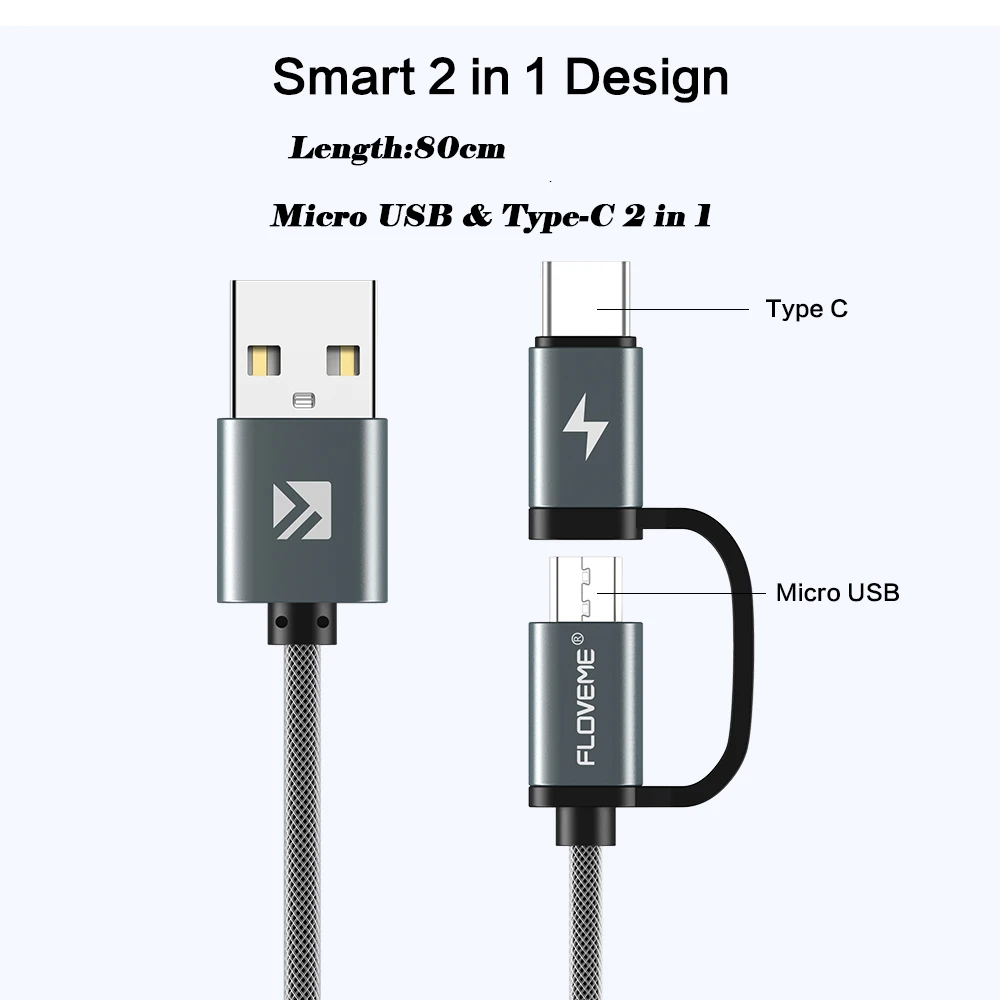 FLOVEME 3 в 1 USB кабель для iPhone samsung Xiaomi мульти Быстрая зарядка микро USB кабель для мобильного телефона usb type C кабель Шнур - Цвет: Небесно-голубой