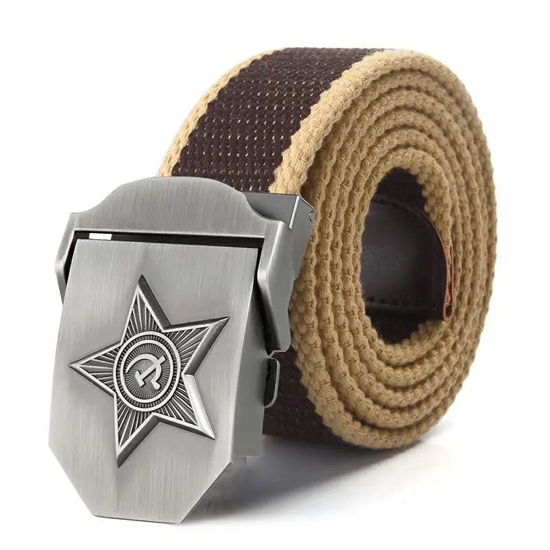 Brown khaki Высокое качество 110 120 130 140 150 160 см холст Ремни для Для мужчин Повседневное тактический ремень для джинсов cinto masculino marca famosa 20 цветов - Цвет: Brown khaki