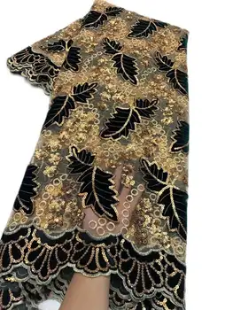 

New Arrival Fashion Velvet Fabric Lace Sequin Embroidered African Nigeria Embroidery Net Sequence High Quality