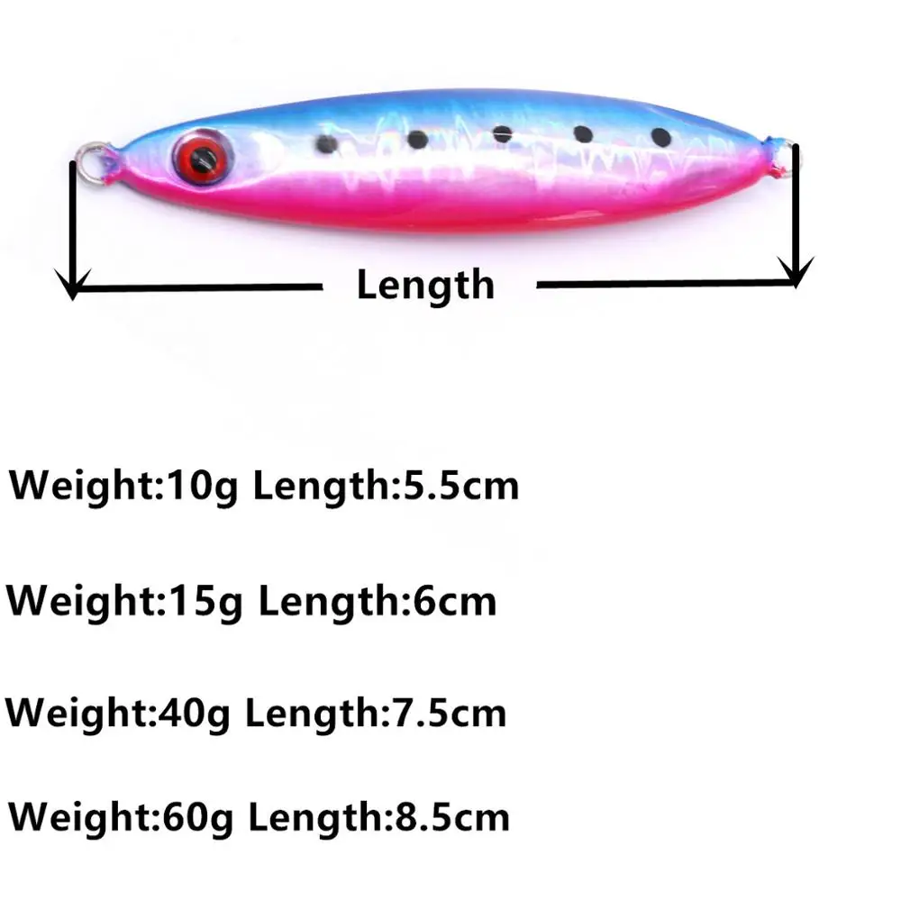 CASTFUN Slow Blatt Cast Wide Shore Jigging Lure 10g 15g 40g 60g 1pc Metal Jig Fishing Lure Casting Jig Lures