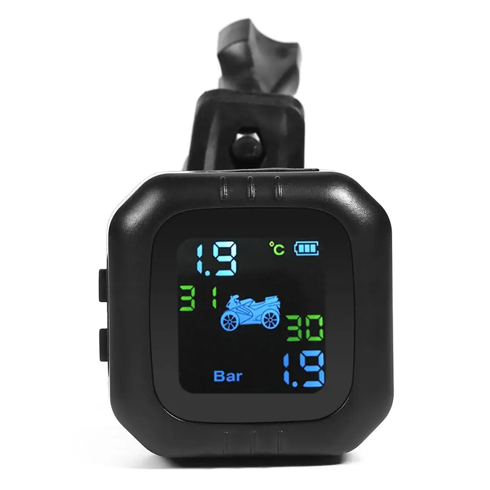 

Wireless LCD Motorcycle Tire Pressure Monitoring System TPMS 2External Sensor Realtime Monitor Abnormal Alarm High Quality PSI