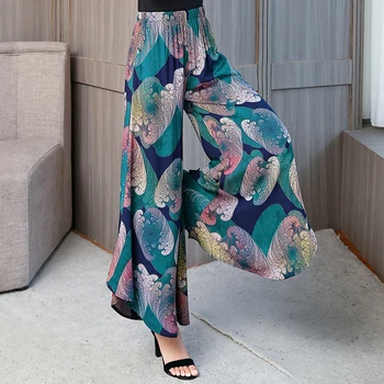

Women Wide Leg Pants Bohemian Print Trousers Summer Casual Long Pantalon Loose Flare Pants Streetwear female pants new arrival