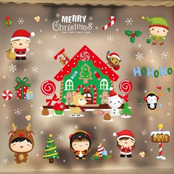 

2020 Christmas Ornaments Xmas New Year 2021 Merry Christmas Wall Decals Santa Murals Window Glass Stickers Christmas Home Decor