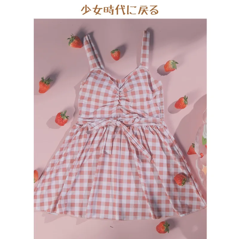 

Swimsuit Female Fused Swimwear 2019 Women's One Piece Bathing Suit Swimsuits Women Onepiece New For Girls Plaid Polyester Sierra