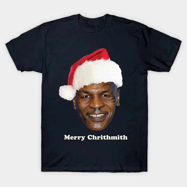 Mike Tyson-Merry Christmas Мужская футболка - Цвет: Тёмно-синий