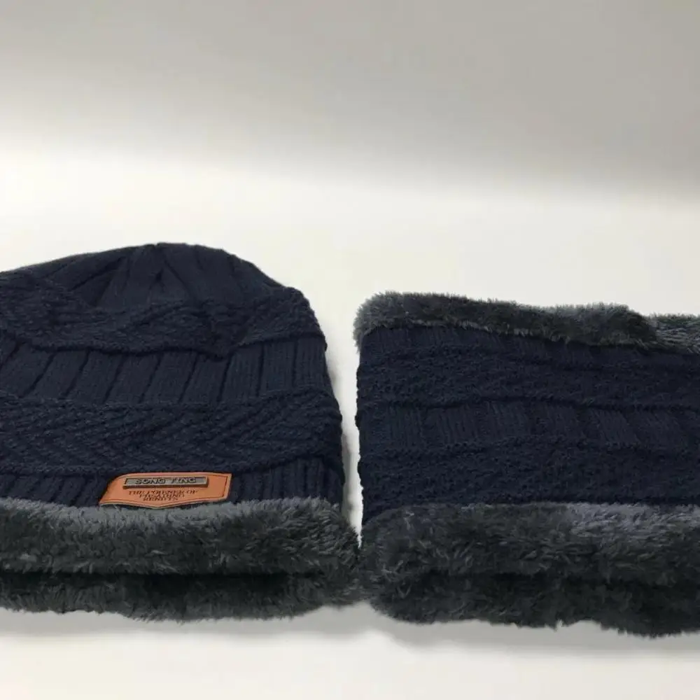 NXYY 2pc Winter Warm Hat Scarf Sets Fashion Beanies Hats Knitted Thicken Men's Ski Cotton Innocent Urinal Bib Leisure face mask