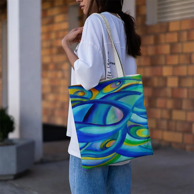 Little Prince Printed Shopping Bag For Unisex Fashion Casual Canvas Shoulder Bag Women Harajuku Simple Eco Reusable Handbags