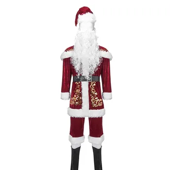 

Large Size 5XL Men`s Christams Santa Claus Cosplay Costume Red Velvet Fancy Dress Adult Male Santa Claus Costume For Men 4XL