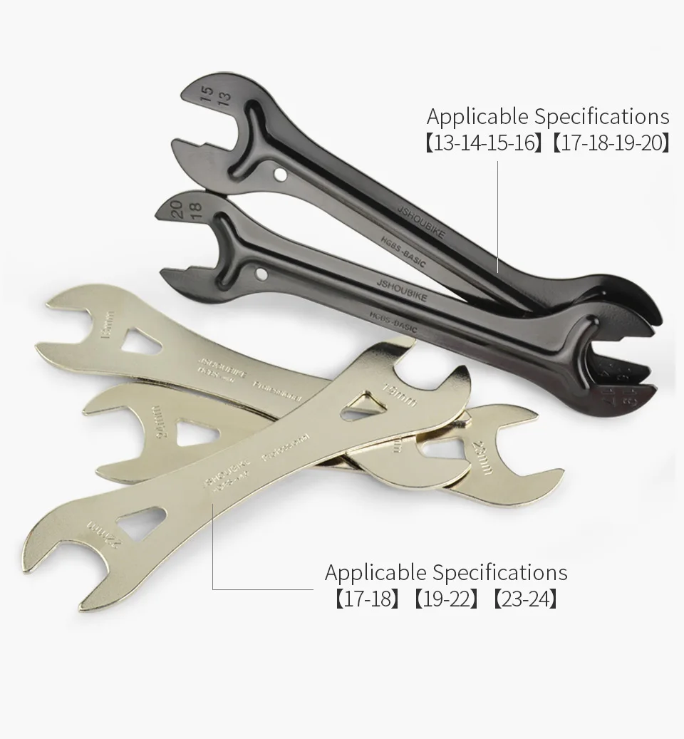JSHOU BIKE Head Open End Axle Hub Cone Wrench 13 to 24mm High Carbon Steel Bicycle Removal Repair Tool