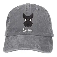 Scottie собаки шотландский терьер мужчины женщины регулируемые бейсболки джинсовая ткань папа шляпы