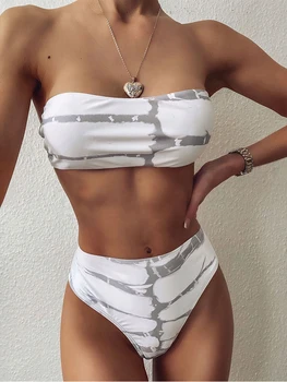 

Bandeau Swimsuit High Waist Bikini 2 Piece Sets Plus Size Womens Bikini 2020 Swimming Suit for Women Bathing Suits Woman 2020